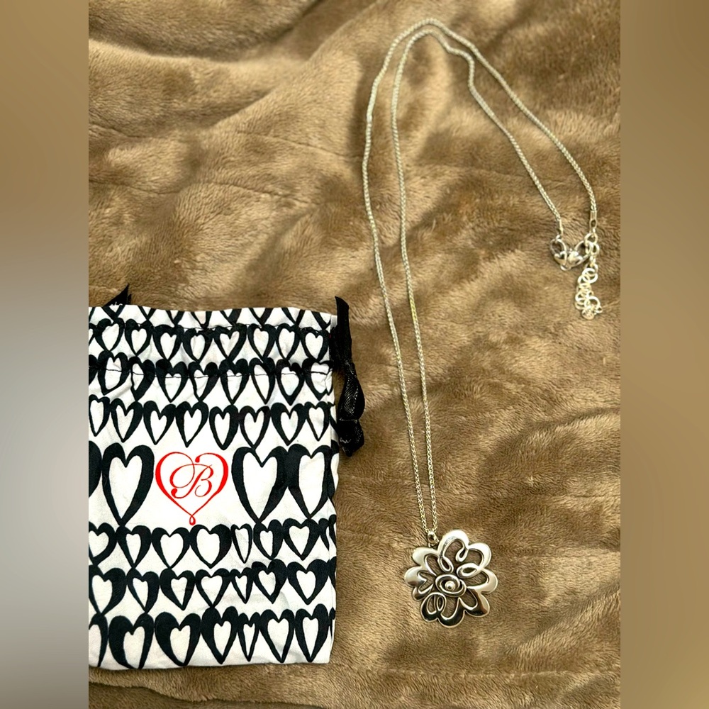 Brighton METROPOL Silver Crystal Flower Pendent Convertible Necklace
